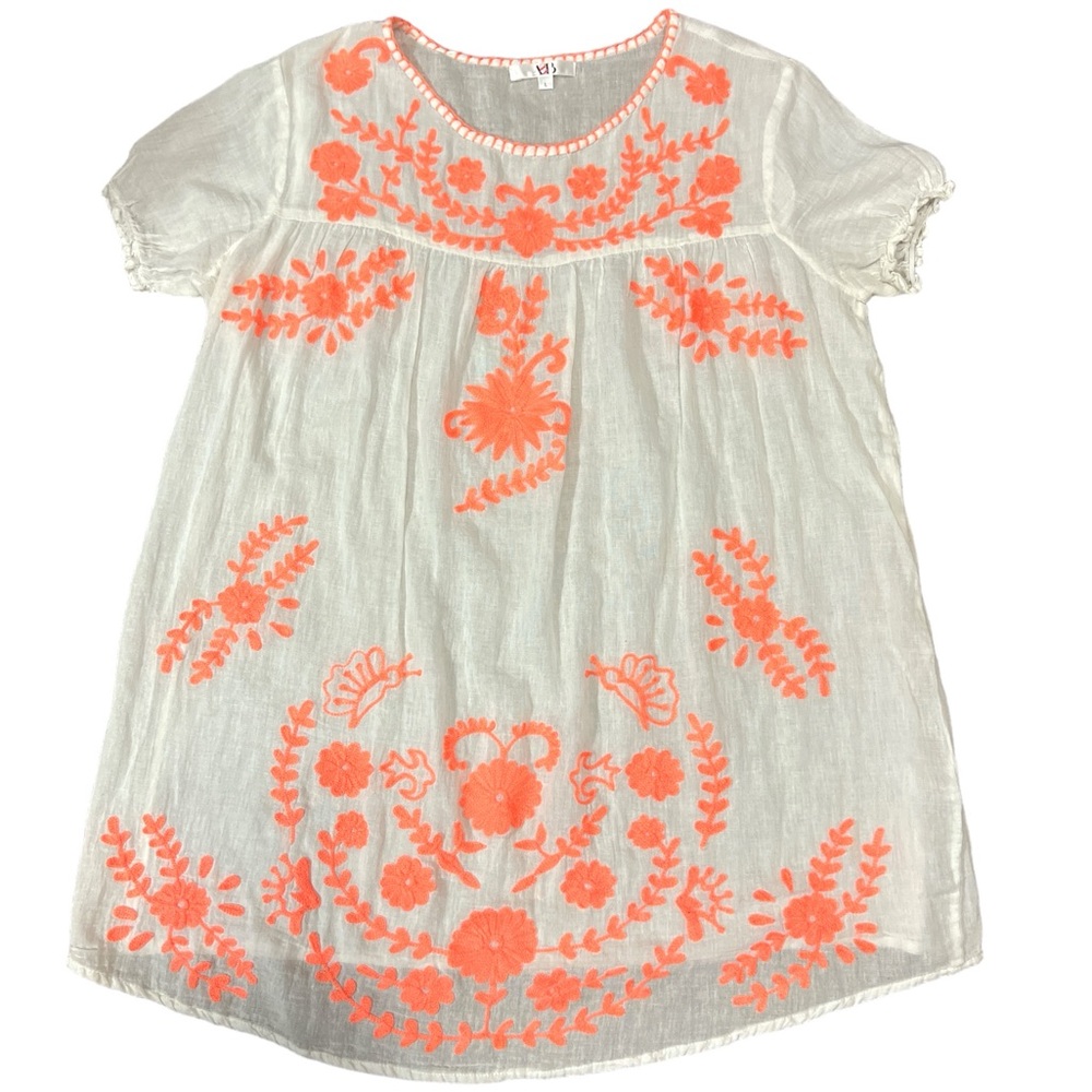 American & Beyond EUC orange and white embroidered beach coverup. Size large